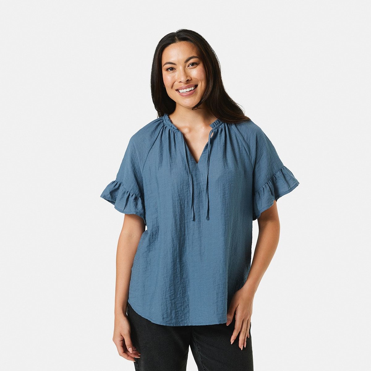 Short Sleeve Notch Neck Top