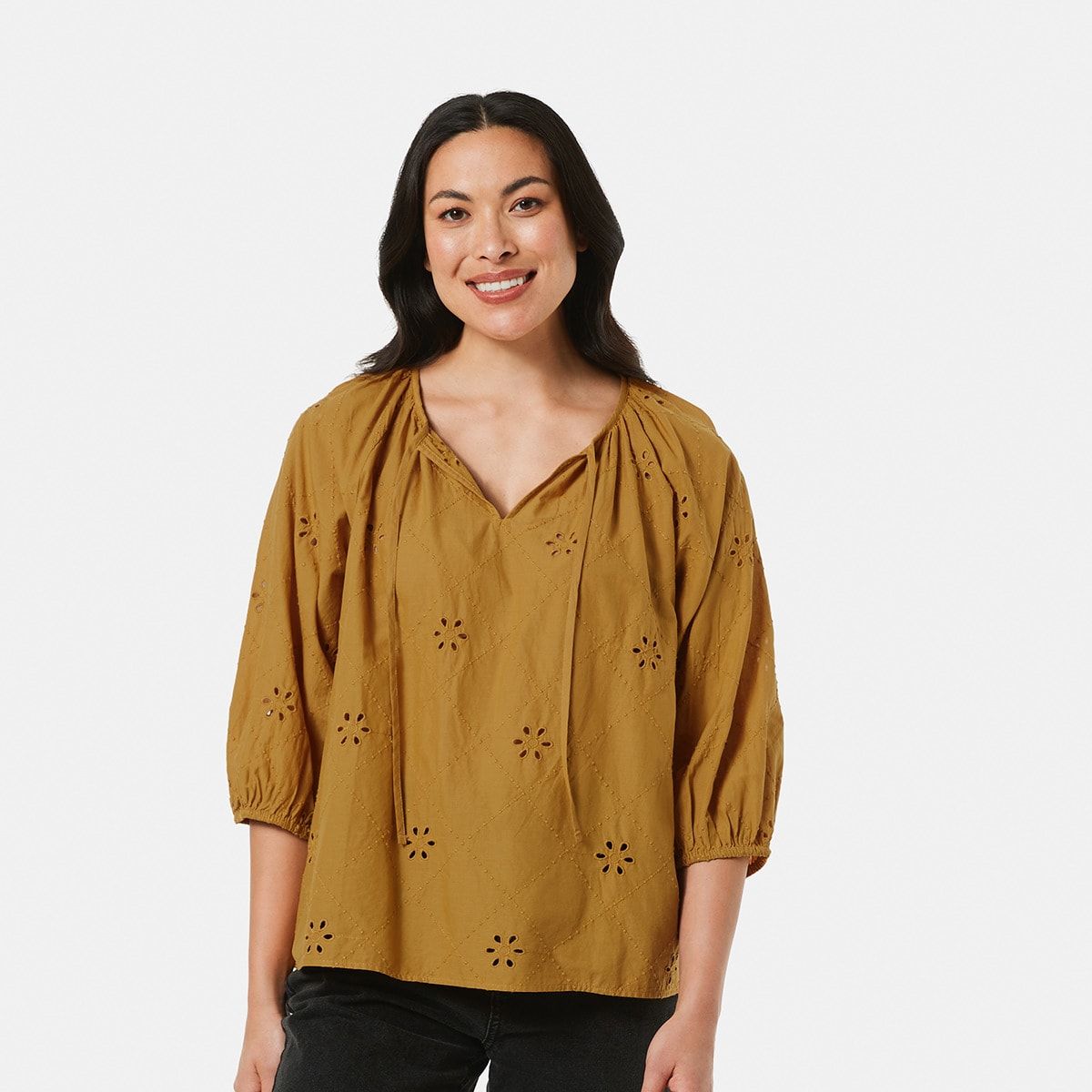 Long Sleeve Broderie Top