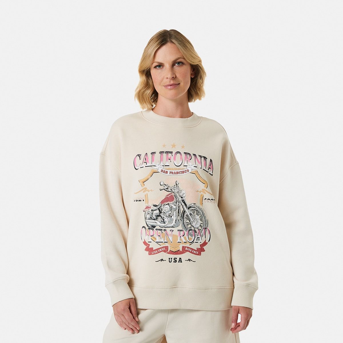 Long Sleeve Crew Neck Printed Sweatshirt