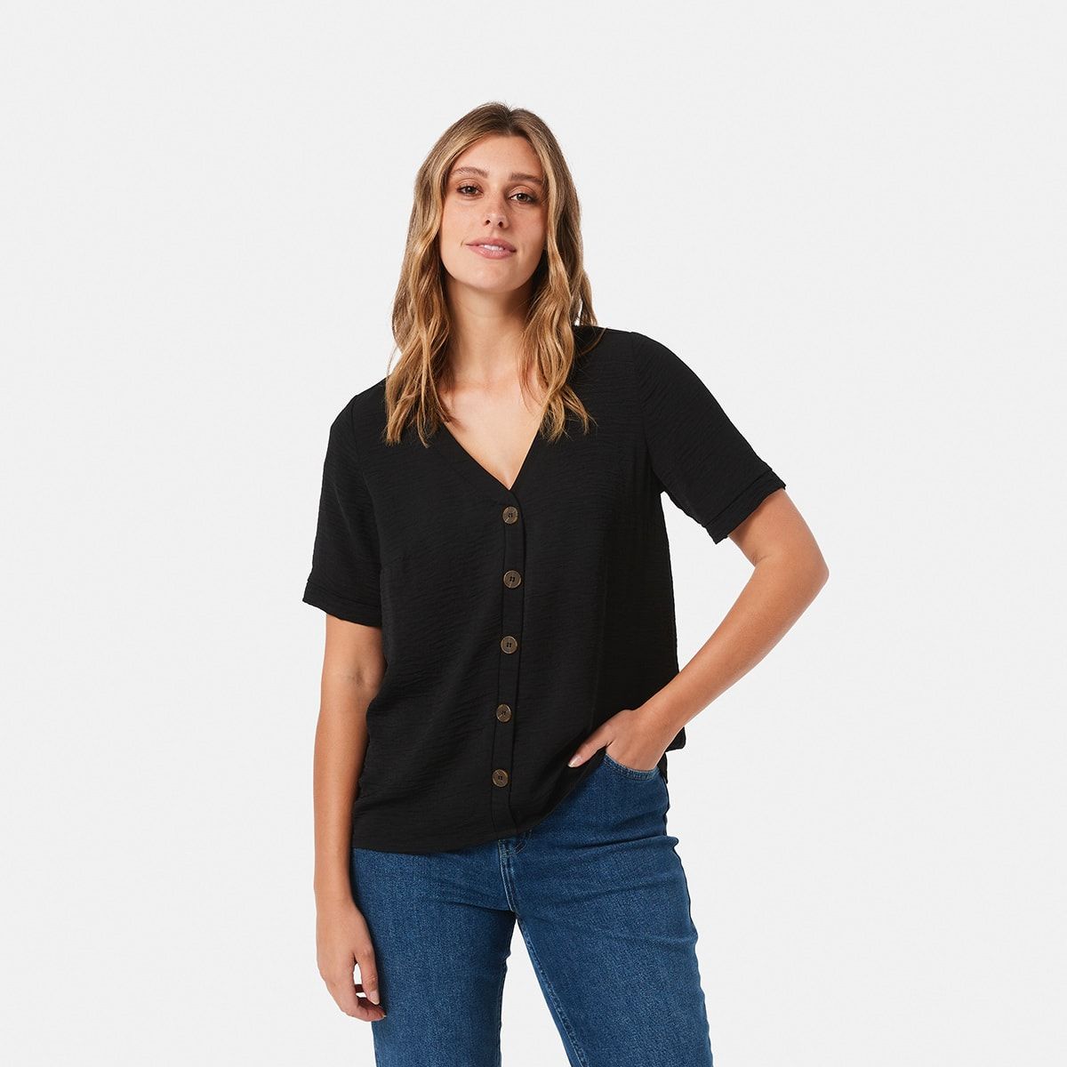 Short Sleeve V-Neck Top