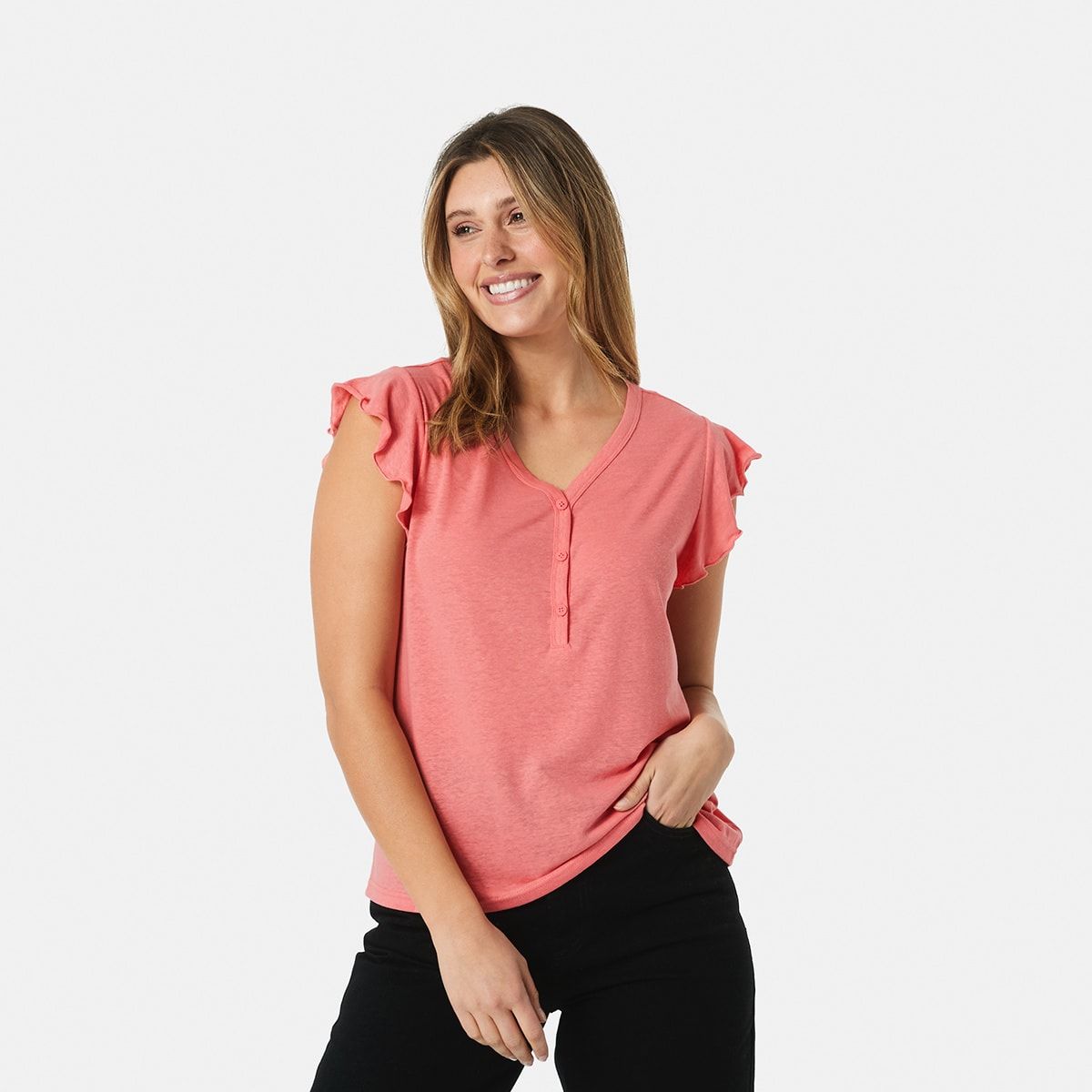 Sleeveless Linen Blend Flutter Tank