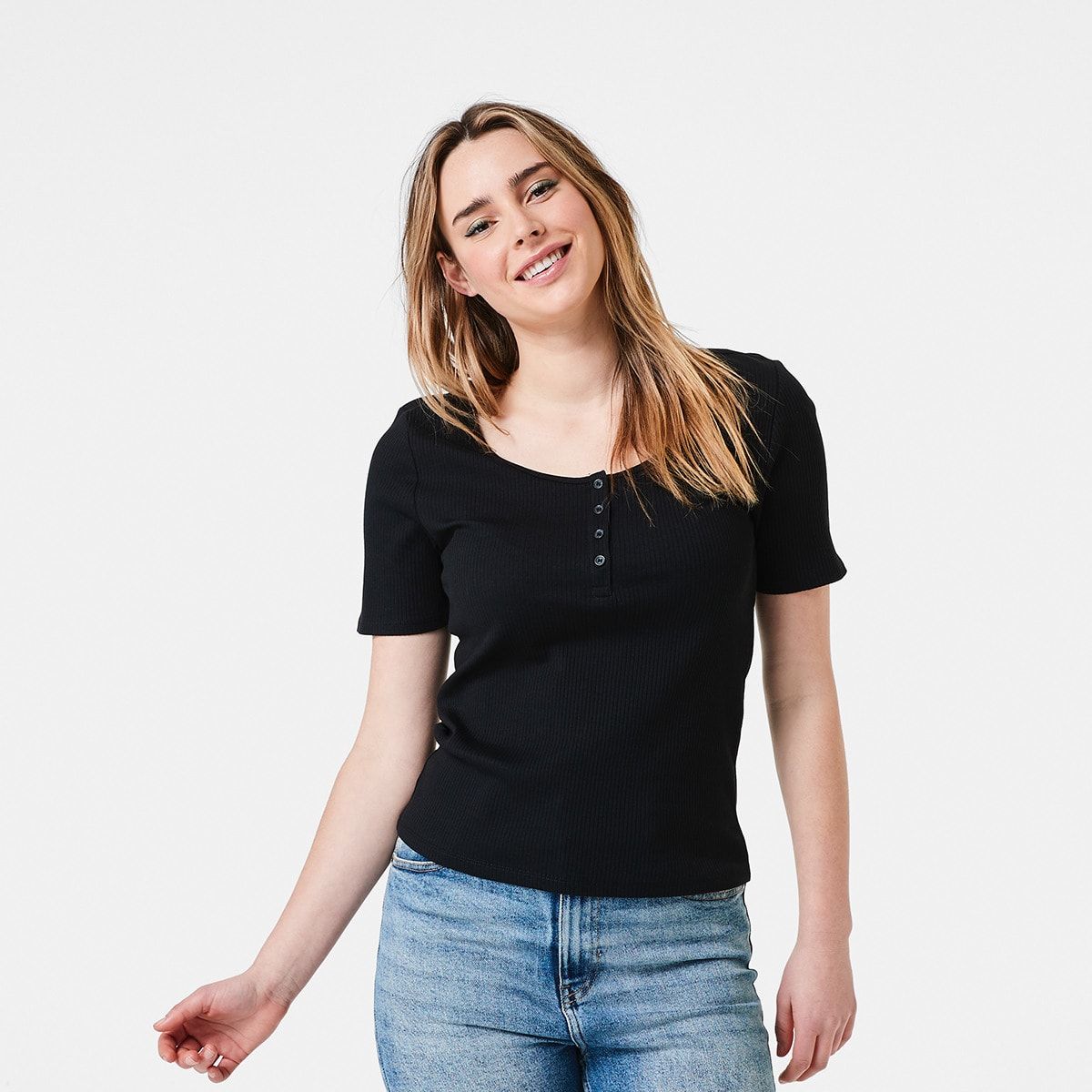 Short Sleeve Button Placket T-shirt