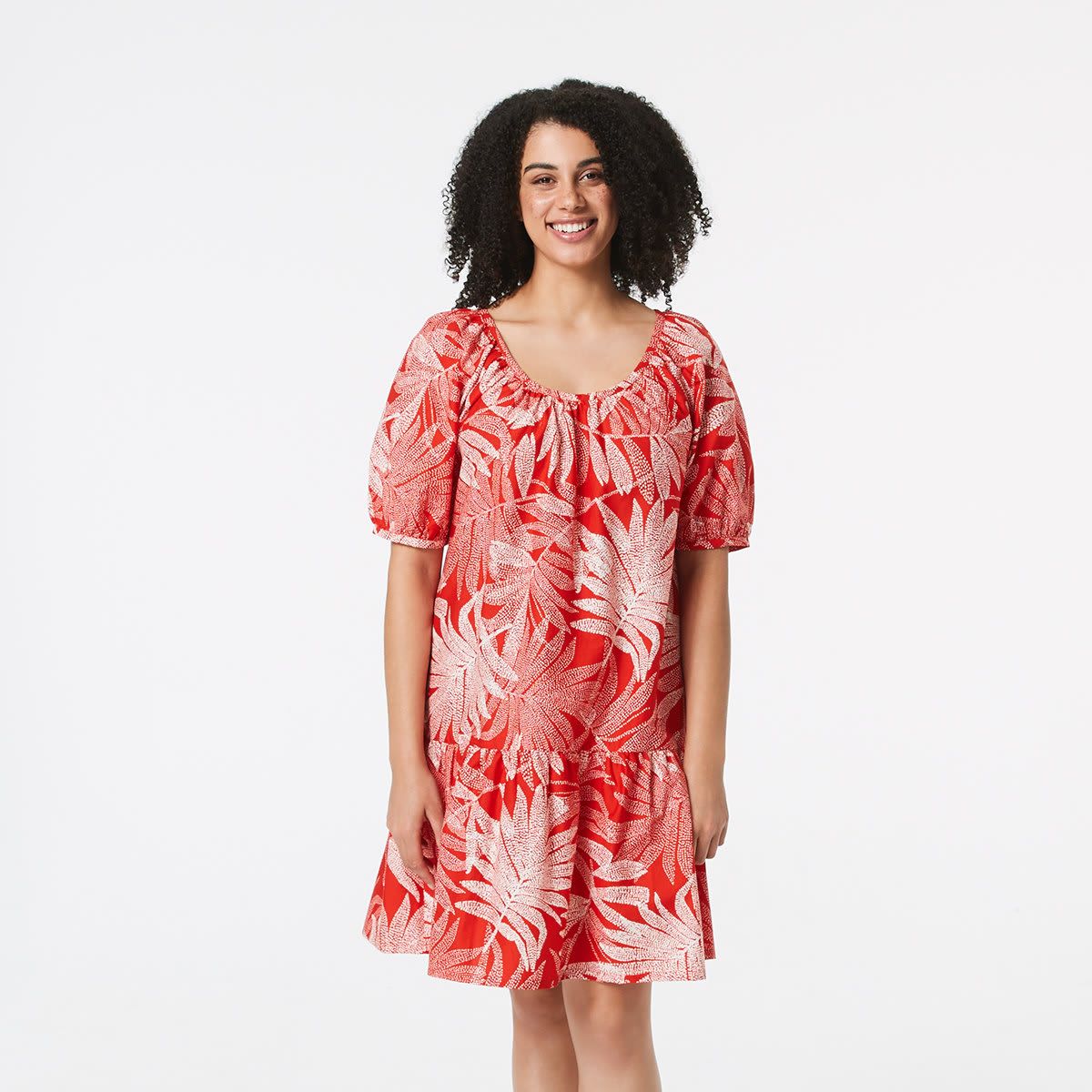 Short Sleeve Scoop Neck A-Line Dress
