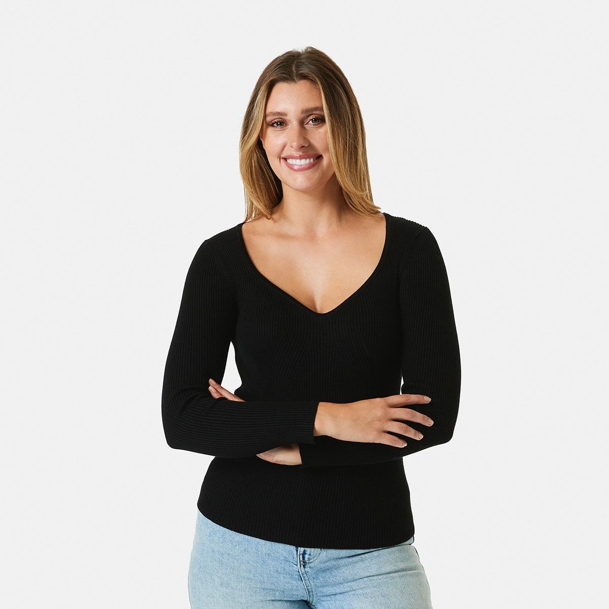 Long Sleeve True Knit Sweetheart Neck Top