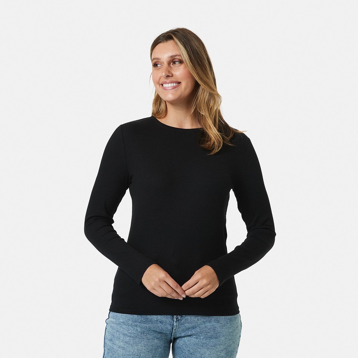 Long Sleeve Rib Crew Neck T-shirt