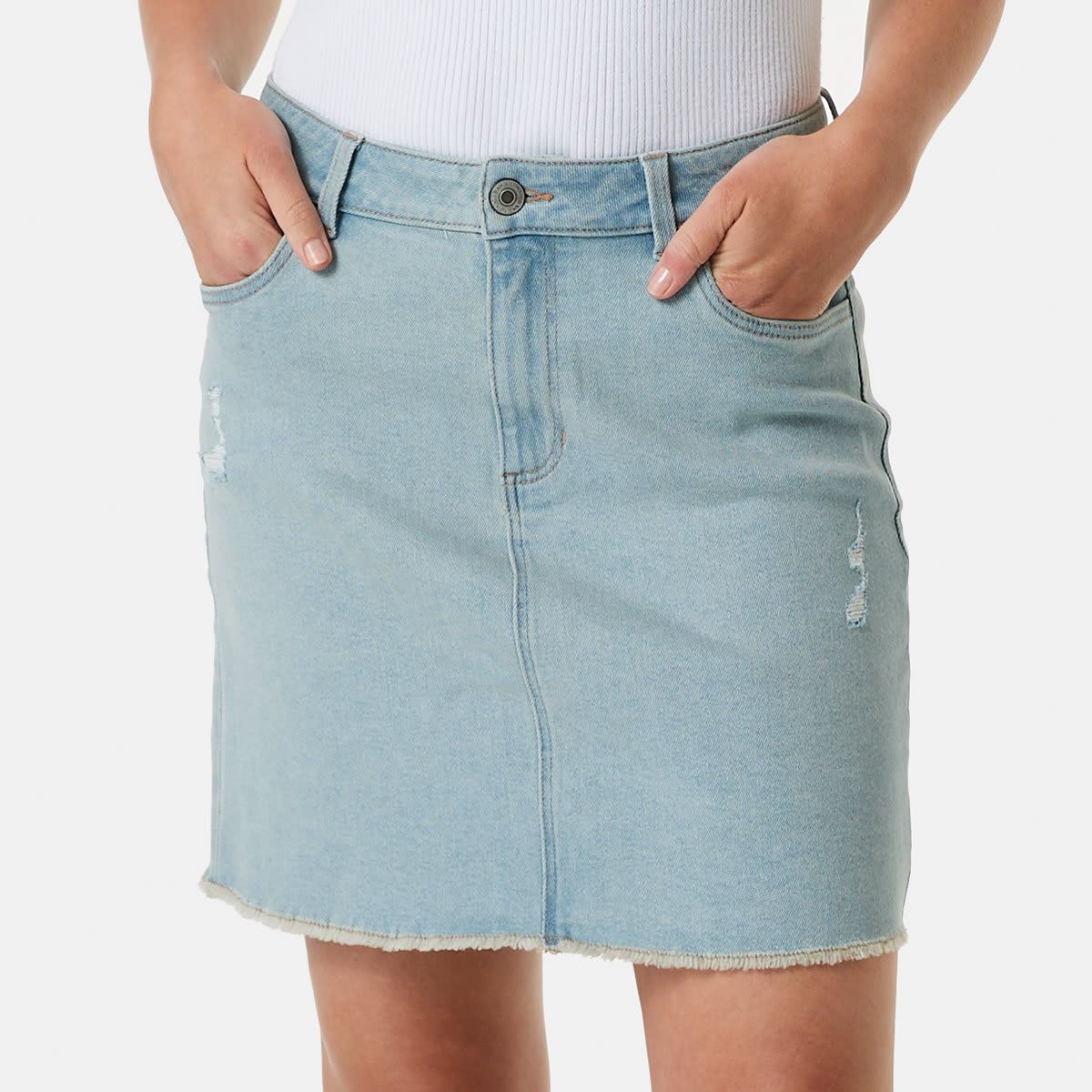 Distressed Denim Mini Skirt