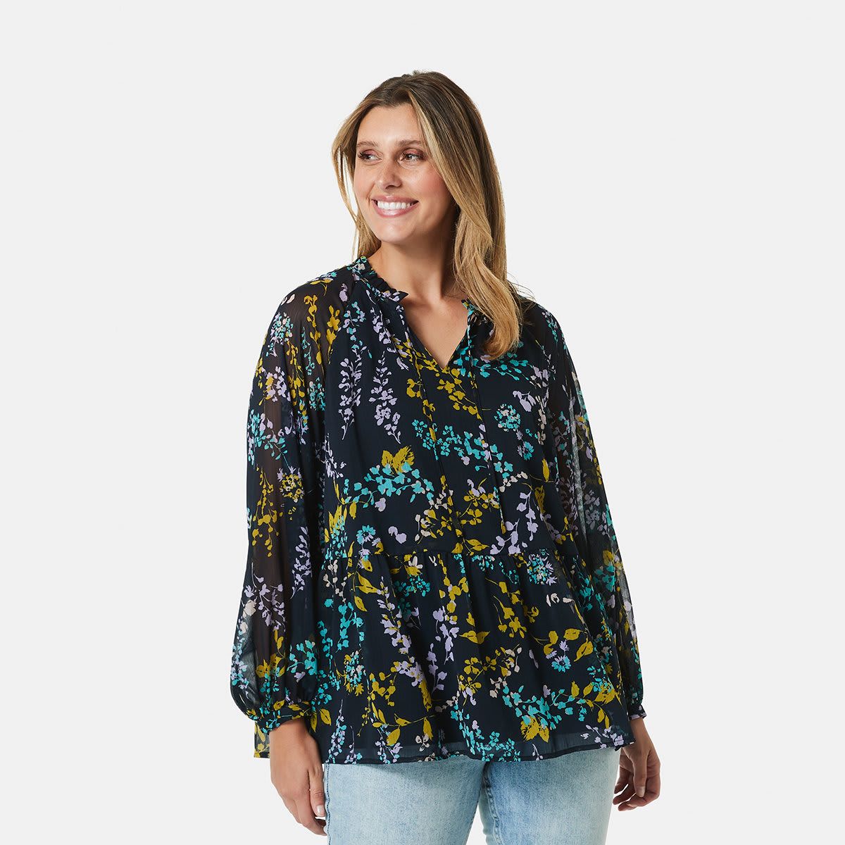 Long Sleeve Tie Detail Top