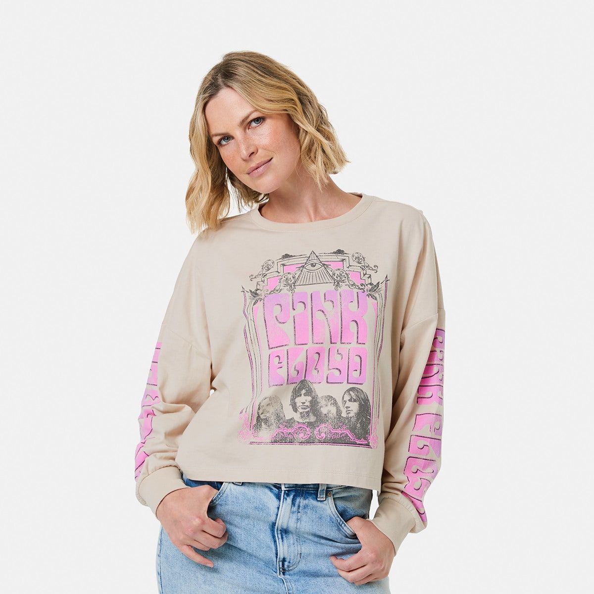 Pink Floyd License Long Sleeve Crop T-shirt