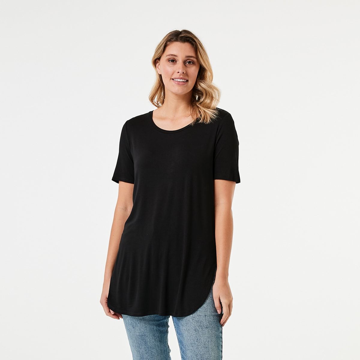 Short Sleeve Curved Hem Tunic