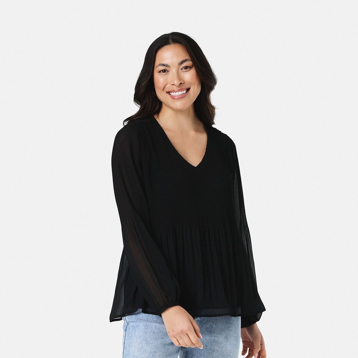 Long Sleeve Pleat Top