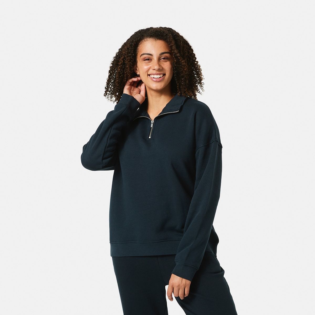 Quarter Zip Funnel Neck Sweatshirt