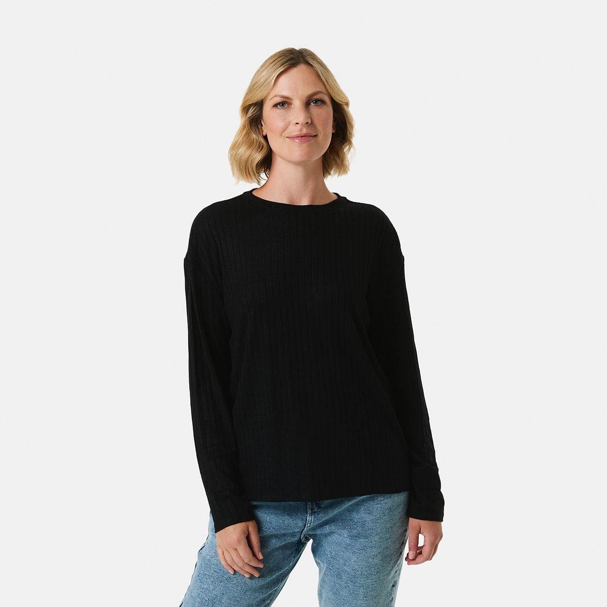 Long Sleeve Brushed Crew Neck Top