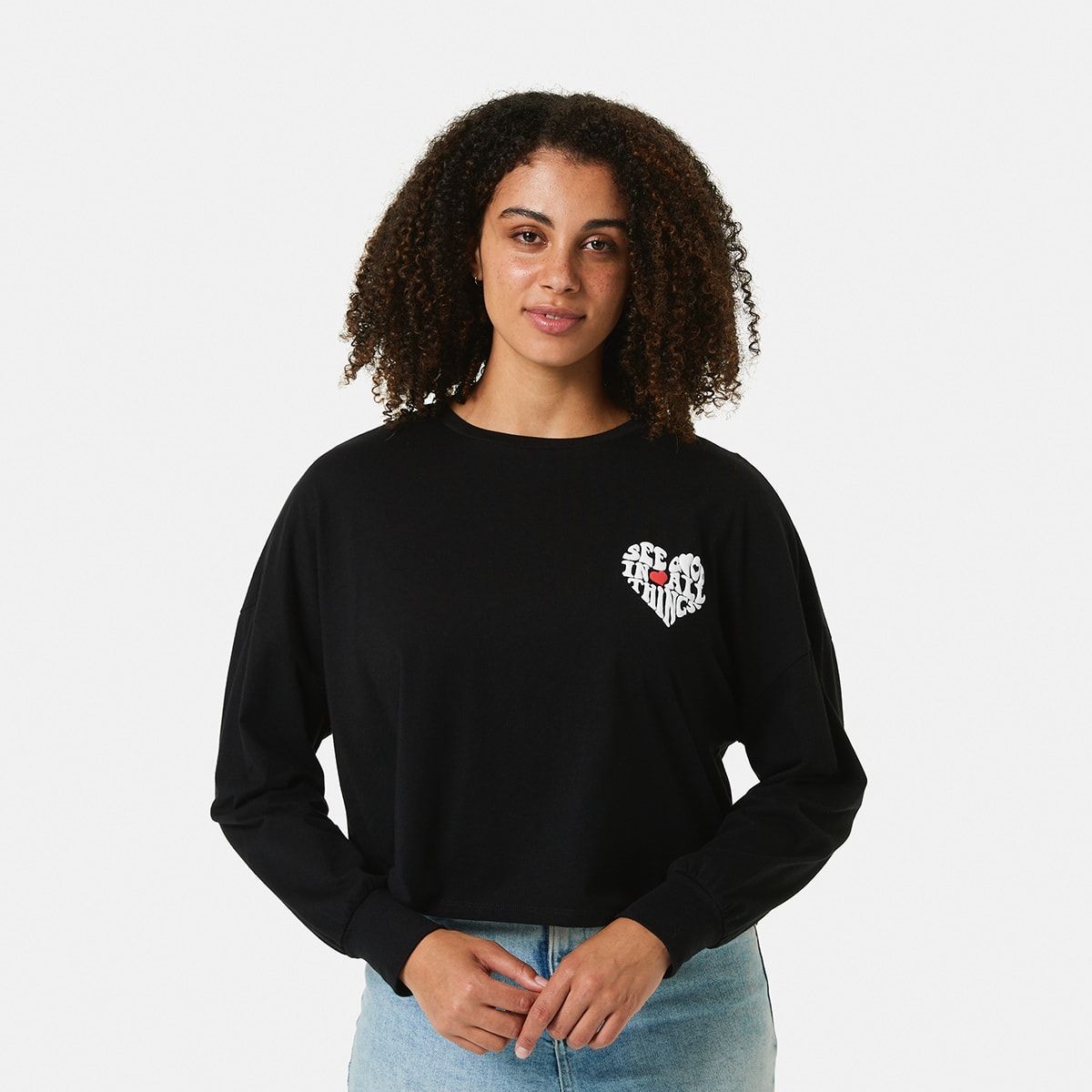 Long Sleeve Crop Print T-shirt