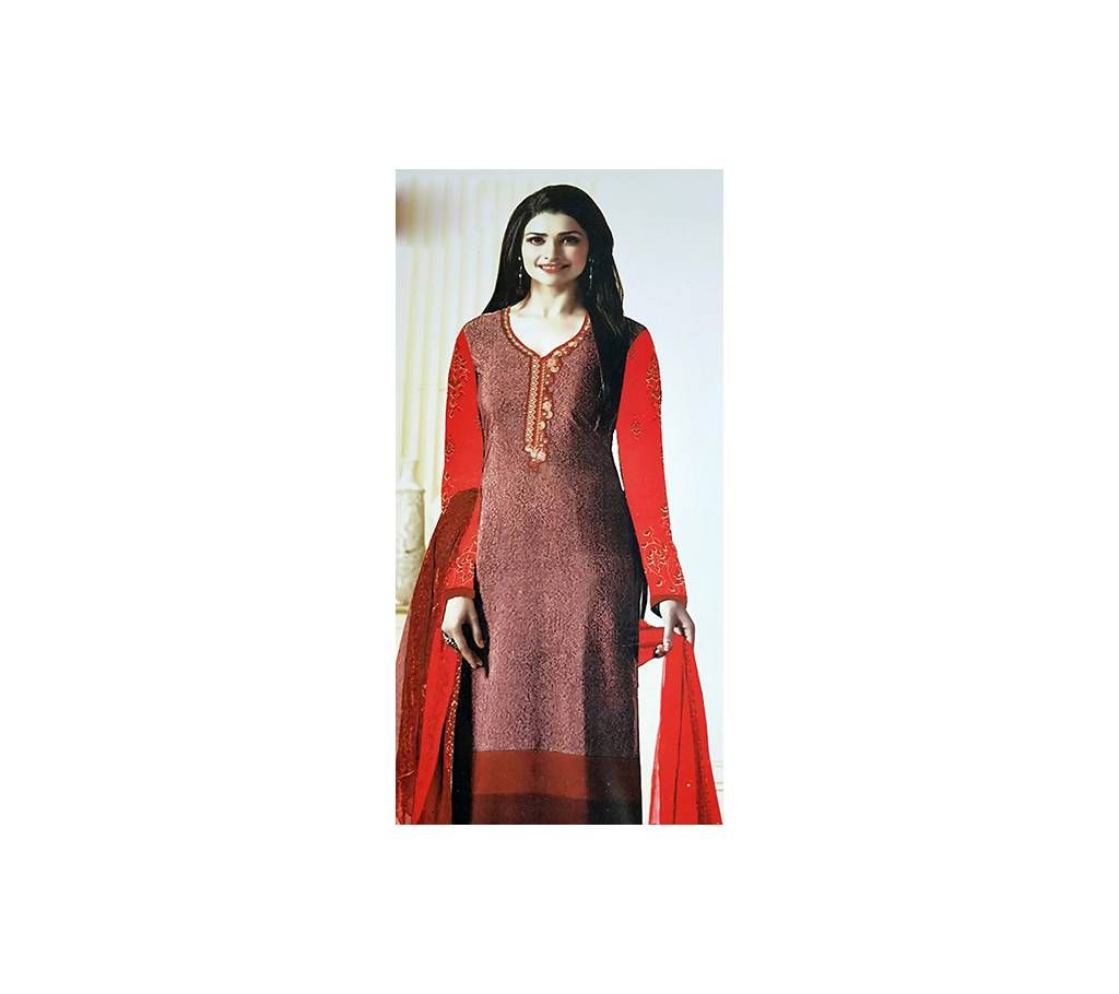 Unstitched Red Cotton Salwar Kameez For Women