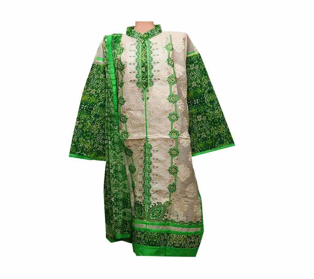 Unstitched Printed Embroidery Cotton Three Piece 
