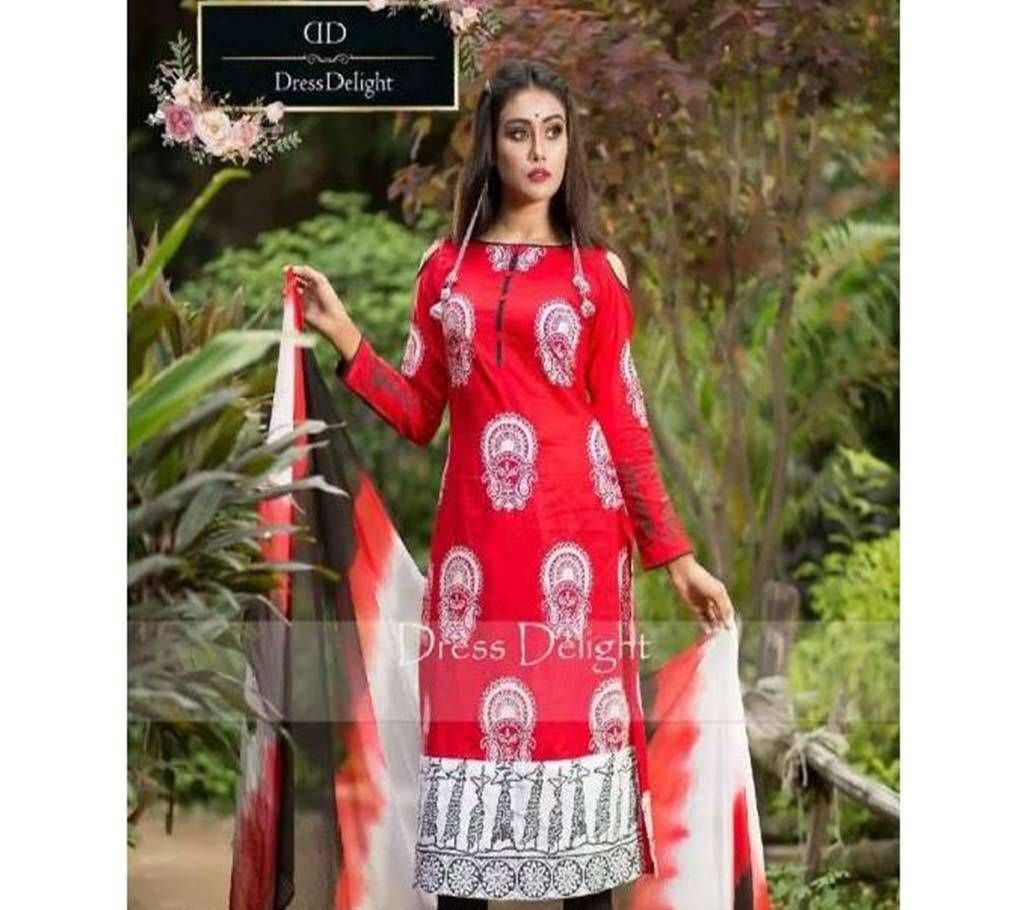 Unstitched Hand Block print Cotton Salwar Kameez