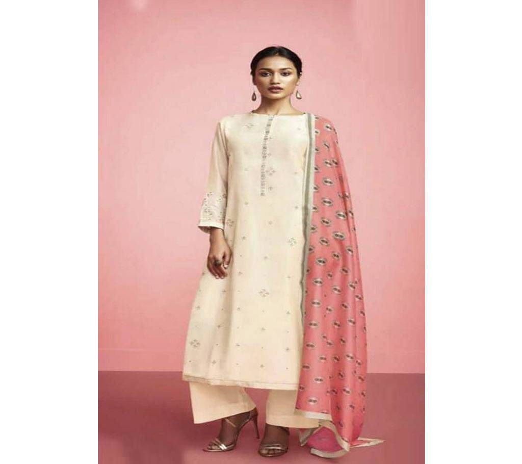 Sahiba Nirzara Unstitched Printed Silk Three Piece