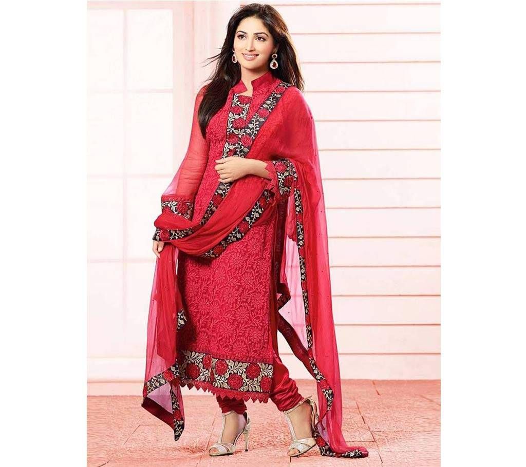 Semi Stitched Gorgeous Embroidery Georgette Three Piece Copy