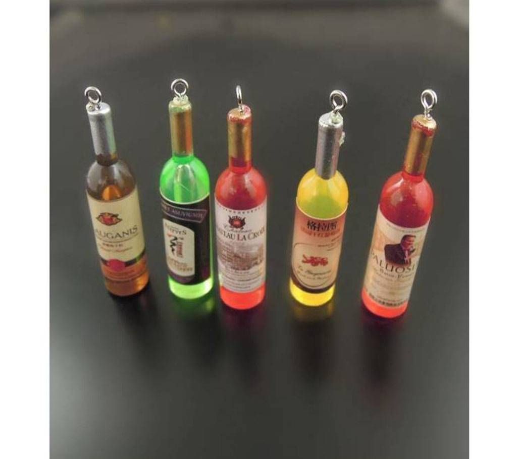 5 pcs Charm Mixed Color Wine Bottle Necklace Pendant Bracelet