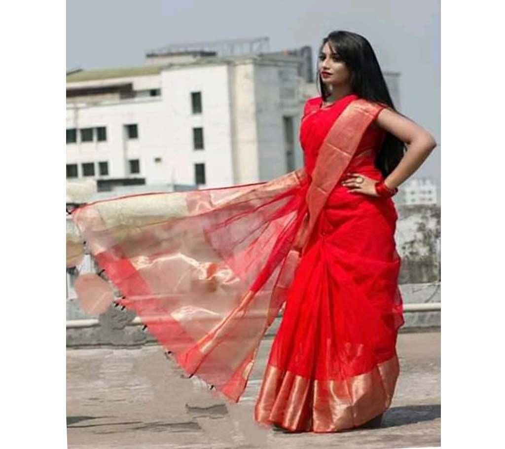Red color Tangaile Half silk sharee