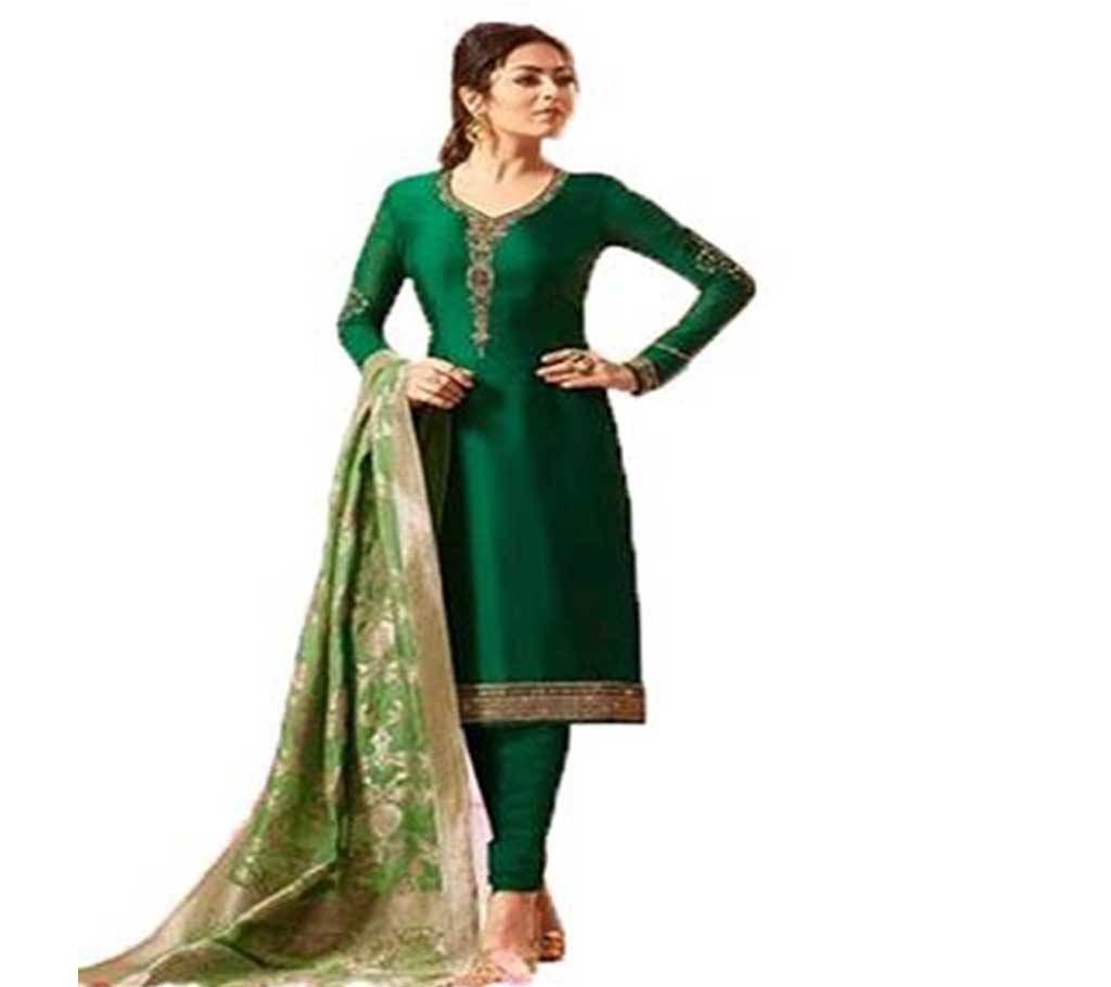 Semi-Stitched Indian Weightless Georgette Embroidery Three Piece