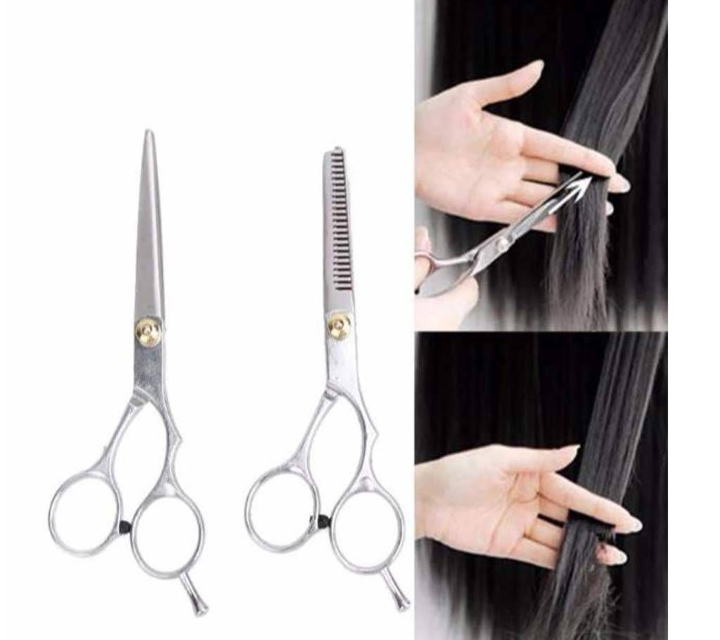 2pcs Pro Hair Cutting Thinning Scissors 6.0 inch Styling Stainless Steel Shears Hairdressing Styling Tool