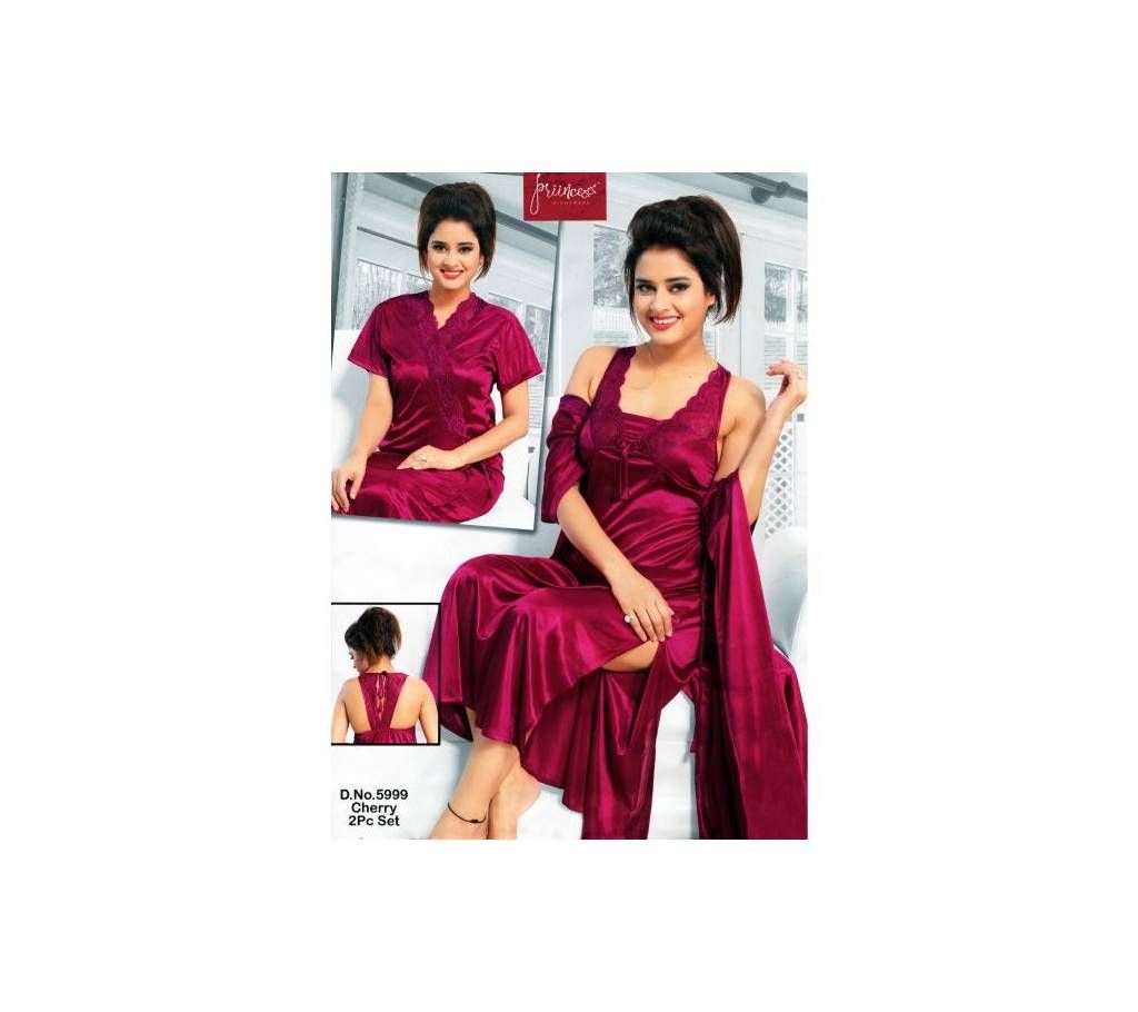 Fashionable Two Part Nighty-5999 Cherry