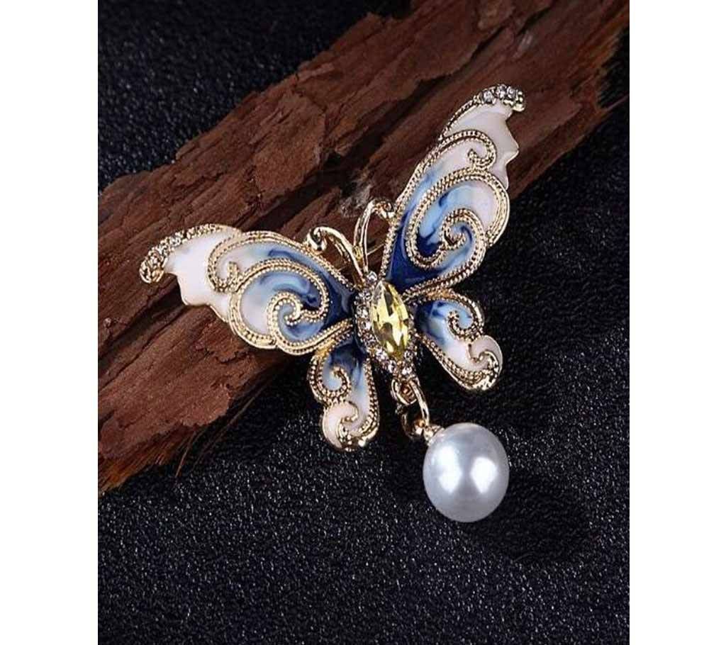 New Pearl Vintage Enamel Butterfly Brooch for Women