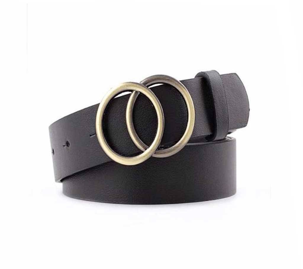 Soft Faux Leather Double Ring Buckle Lightweight Long Women Belt