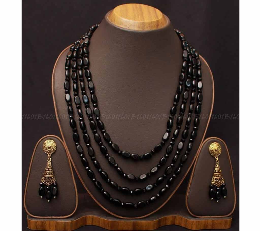Artificial Black Beats Lohor Jewelry Set