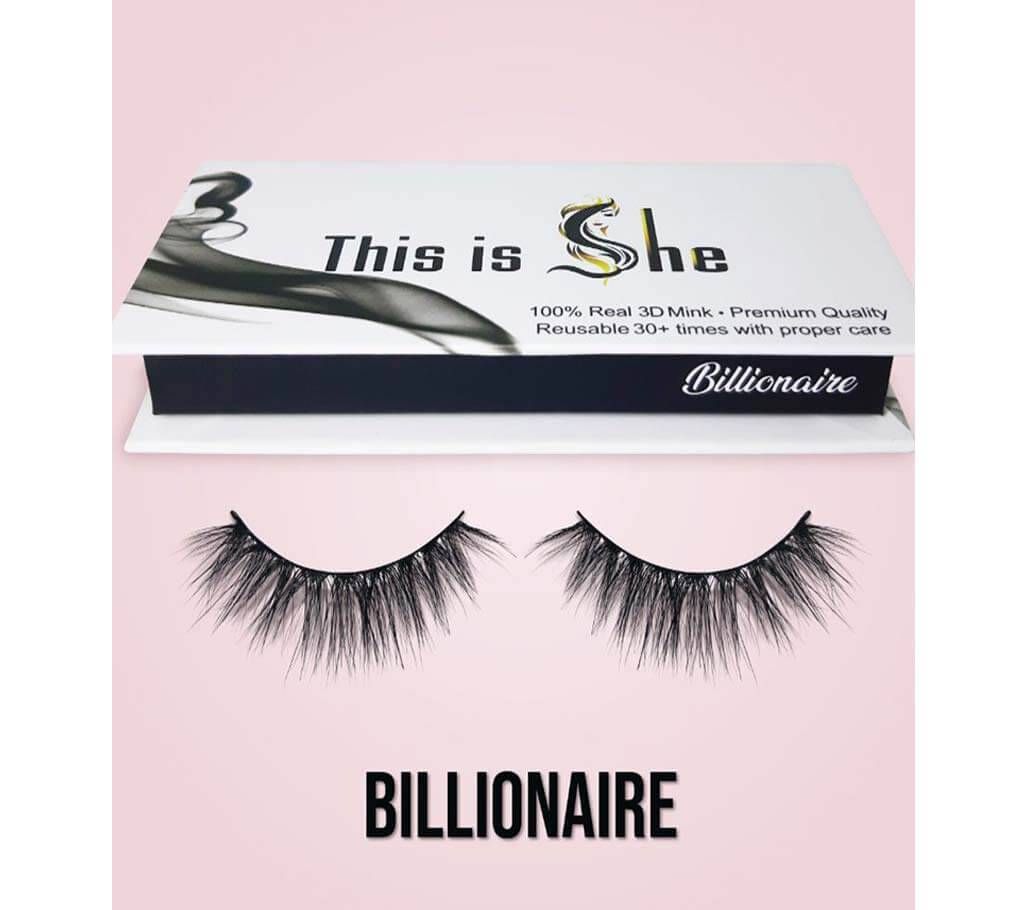 Eyelashes - This is She -- Billionaire Real Mink Eye Lashes -Premium Quality Lash made from Korean Silk -1 pair- Canadian Brand