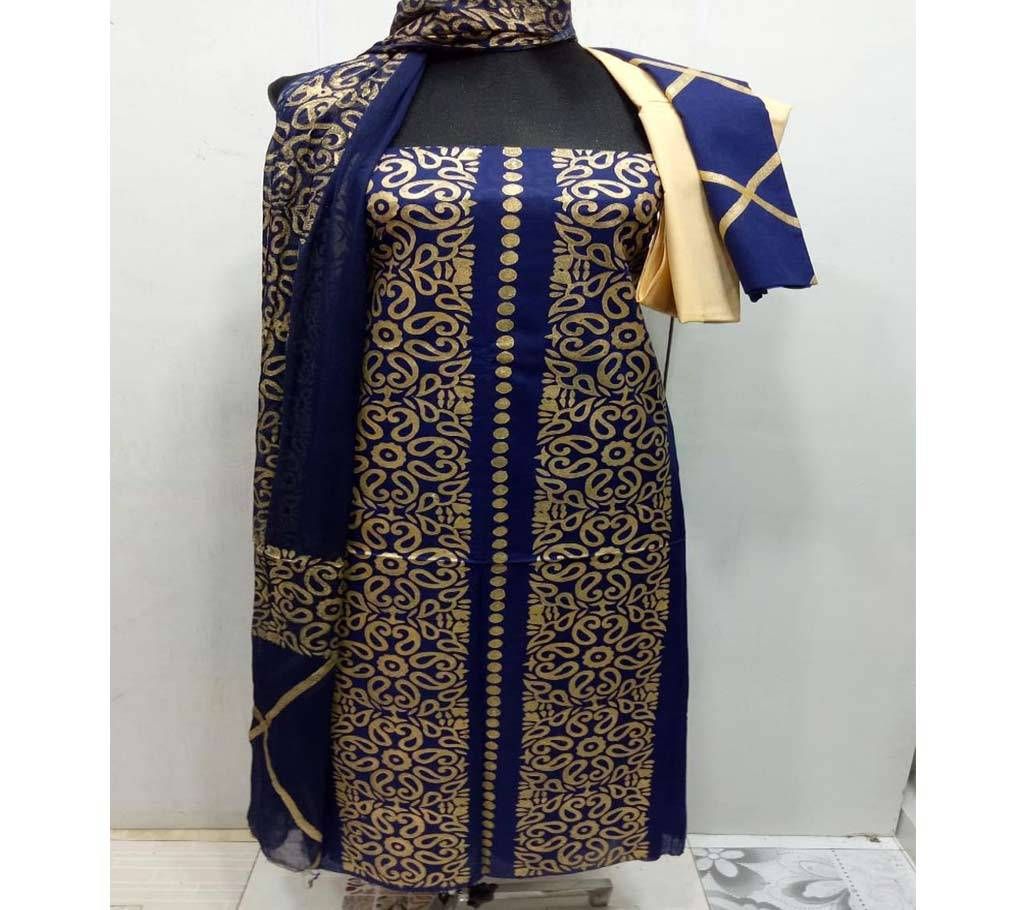 Deshi Cotton Unstitched Screen Printed 3Pcs - C62 - MHG