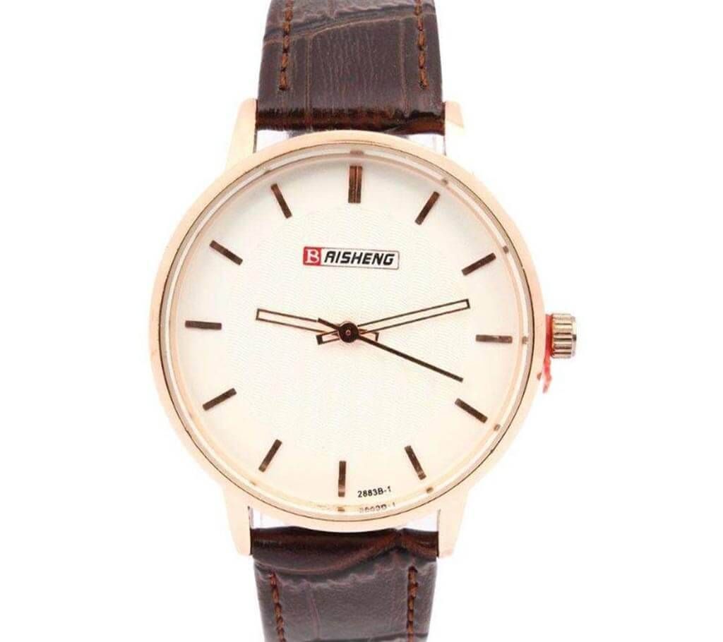 Chocolate Artificial Leather Chronograph Watch for Women