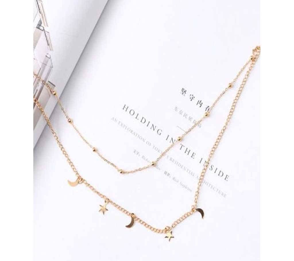 Multilayer Moon Star Pendants Choker Necklaces For Women