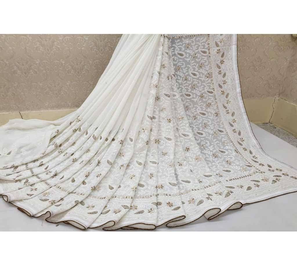 Heavy Georgette Sarees With Blouse Piece 