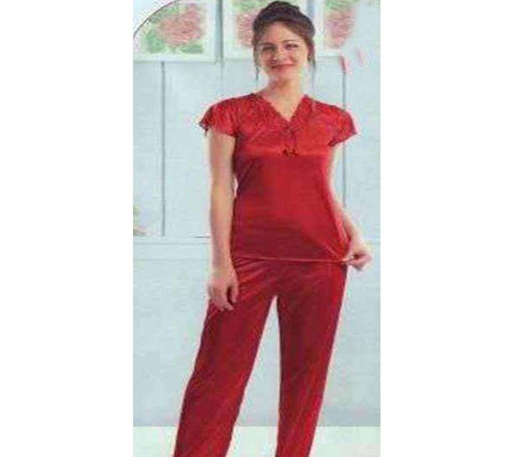 Fashionable Six Part Nighty-6444 Marun - 1pcs