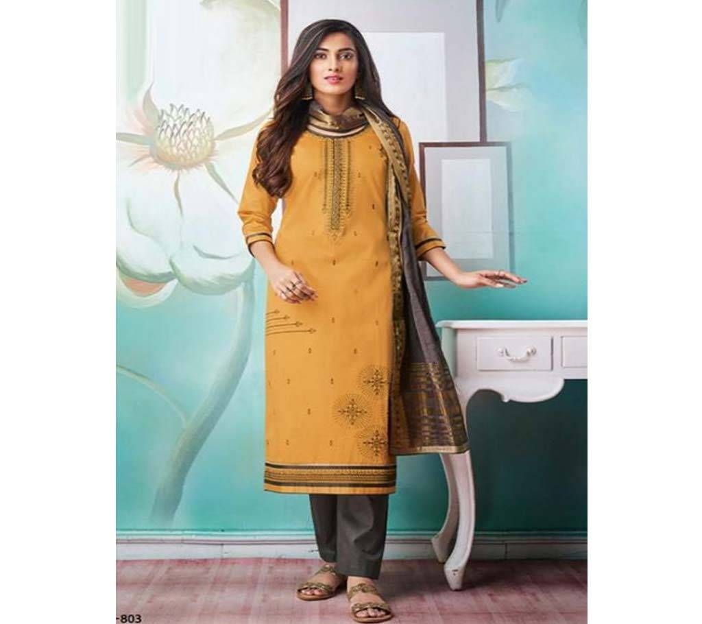 Unstitched Jam Silk Cotton 3 Piece-With Embroidery Kalarang Amrut Vol 2 - 803