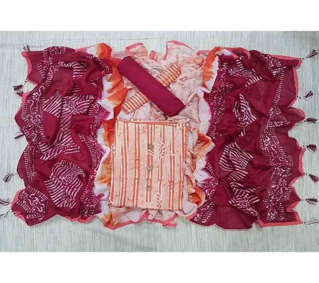 Bexi Voil Leach Vegetable Batik Three Piece For Women-11