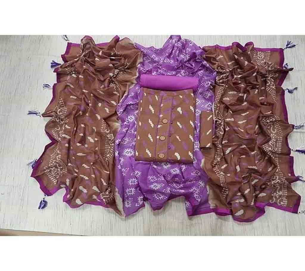 Unstitched Bexi Voil Leach Vegetable Batik Three Piece For Women-14