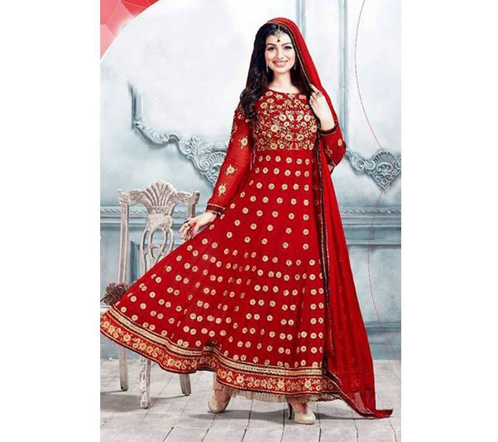 Semistitched Embroidery Indian Long Party Suit - Copy
