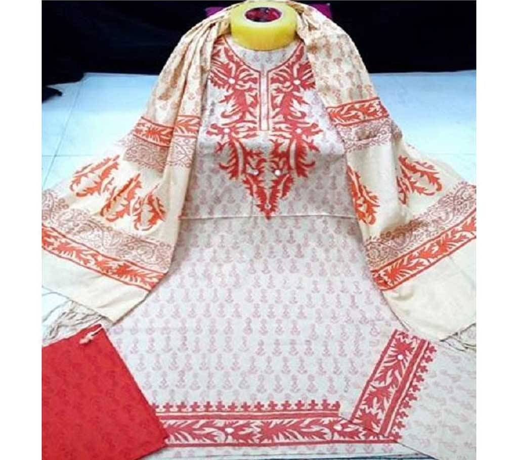 Unstitched Premium Block Design Three Piece