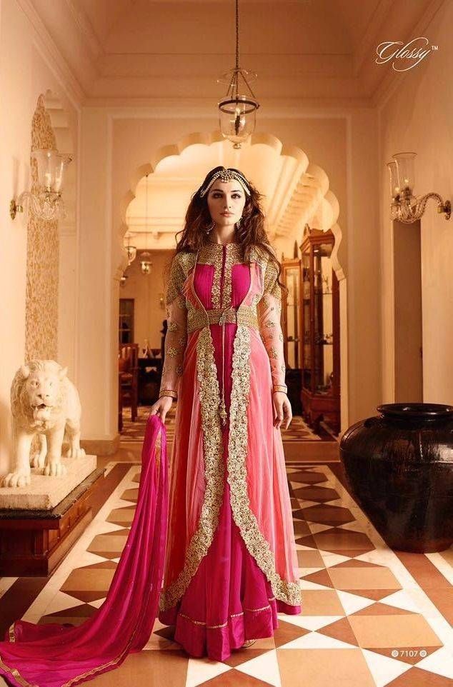 Semi Stitched Long Party Suit - Copy