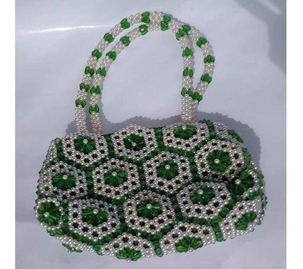 Ladies Vanity Bag- Green Leaf & White