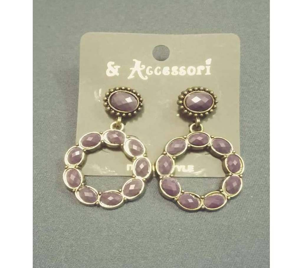 Copper base Deep purple color Earring