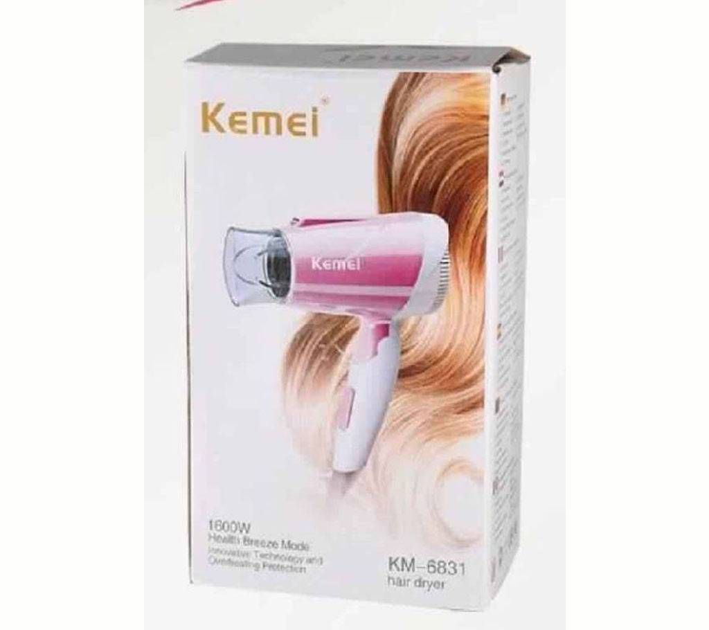 Kemei KM-6831 1600W Foldable Mini Home Electric Hair Dryer Travel Portable Low Noise Blow Dryer