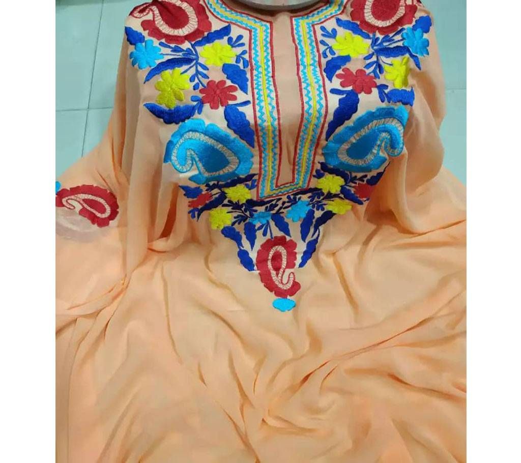 Unstitched Georgette Embroidery Karchupi Work Kurti