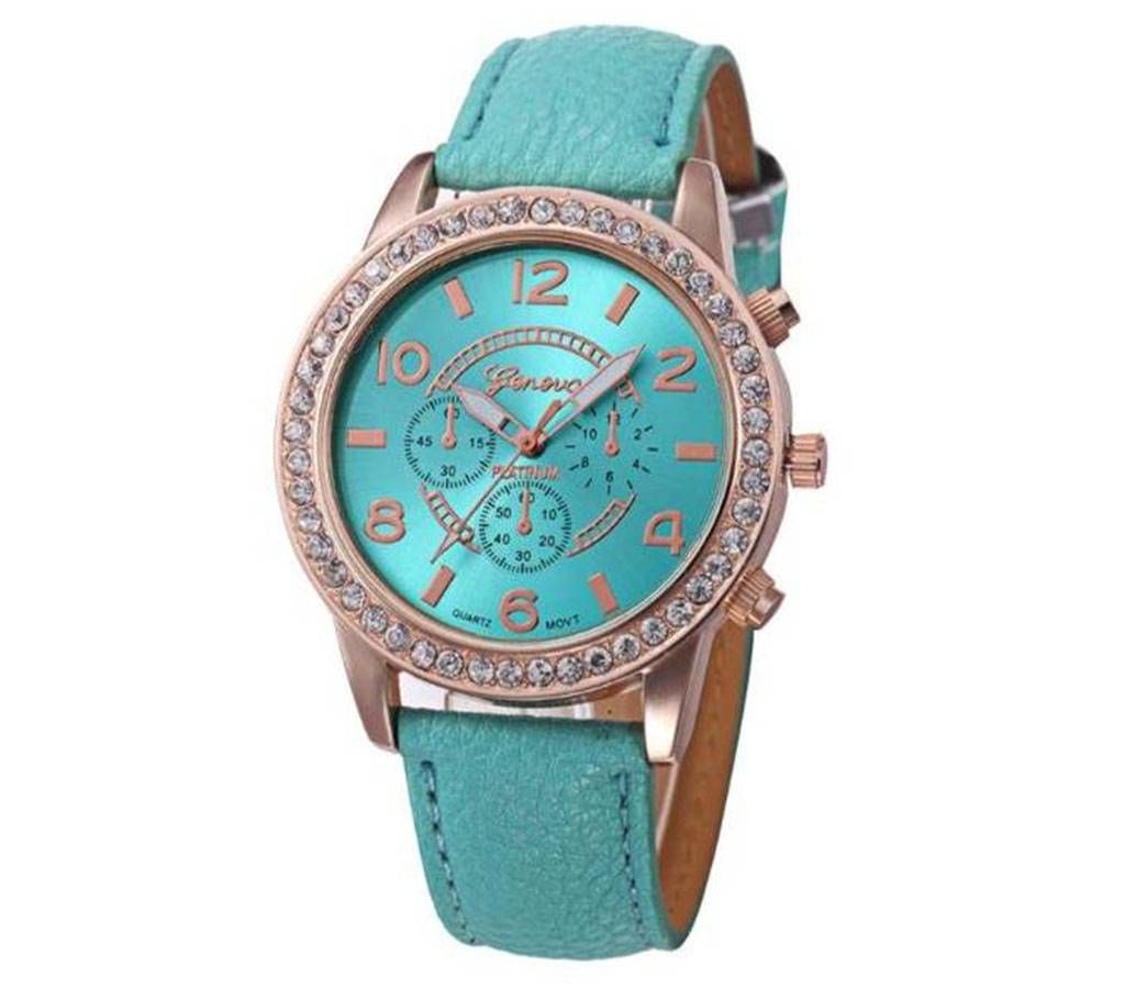 Geneva Leather Quartz Wrist Watches for Women 