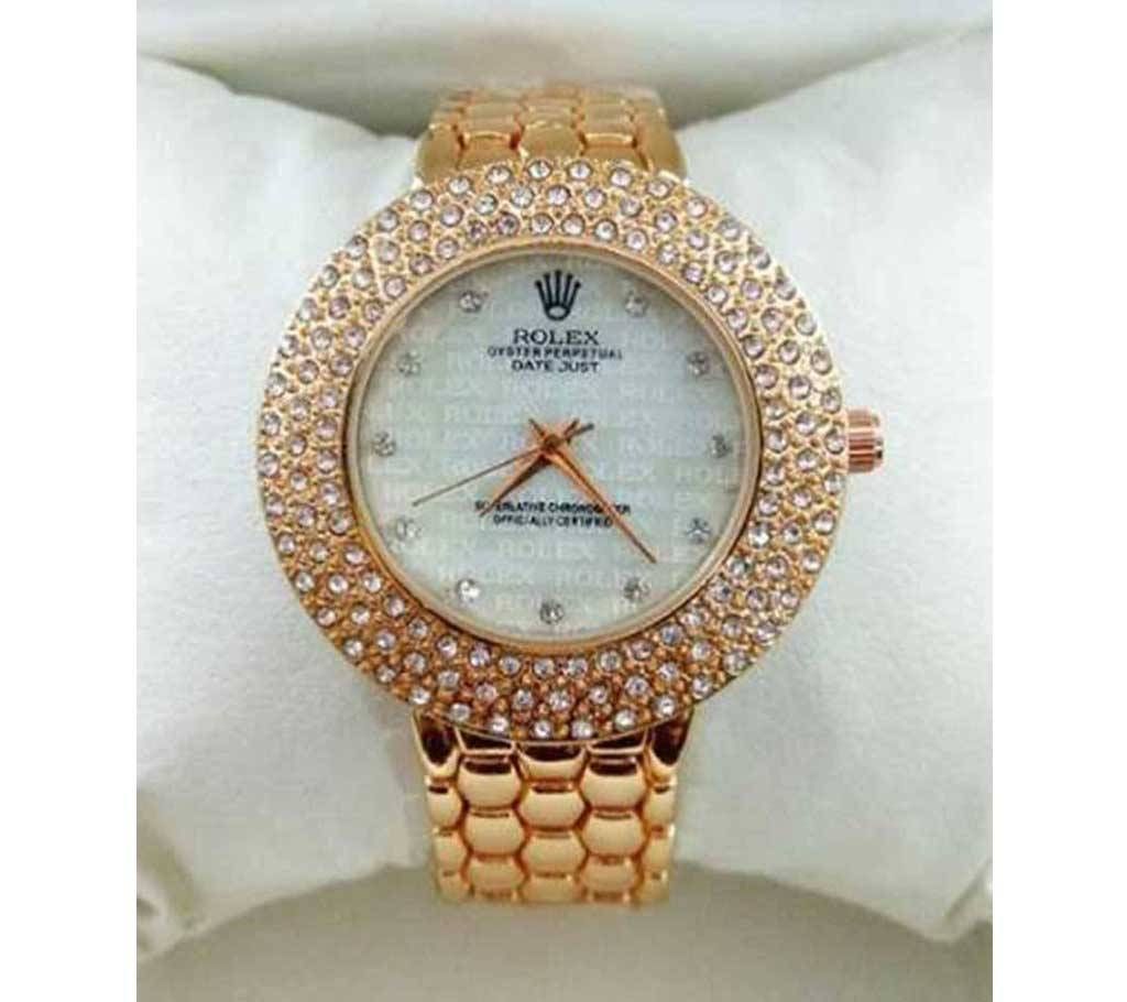 STAINLESS STEEL ANALOG WATCH FOR LADIES-GOLDEN