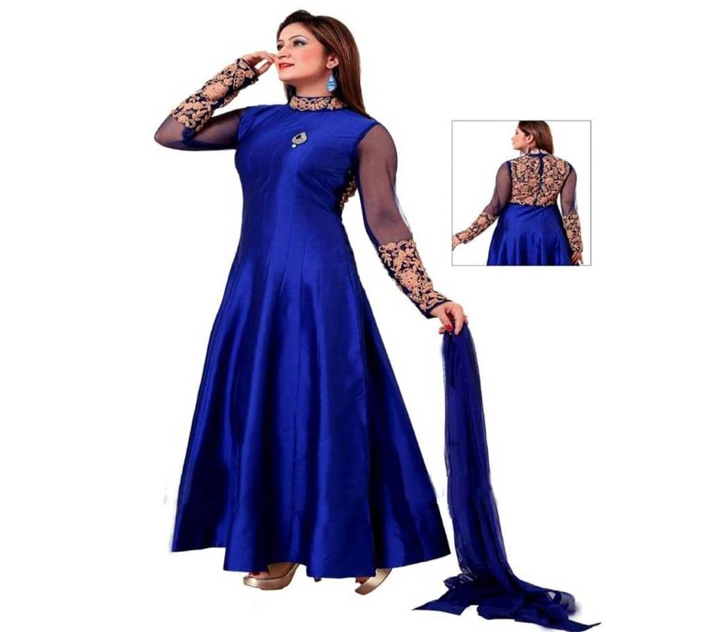 blue un-stitched georgette with embroidery salwar suit