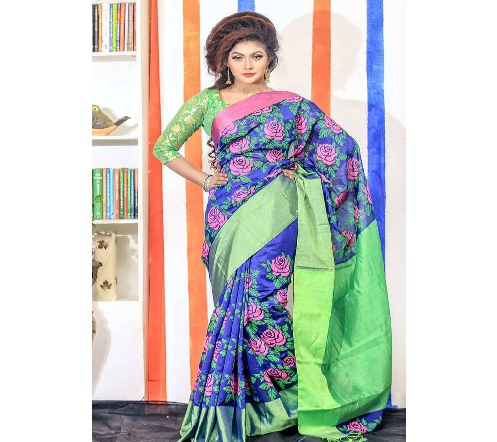 Block Print Half Silk Saree